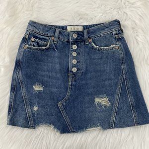 We The Free womens jean distressed cut off skirt size 25